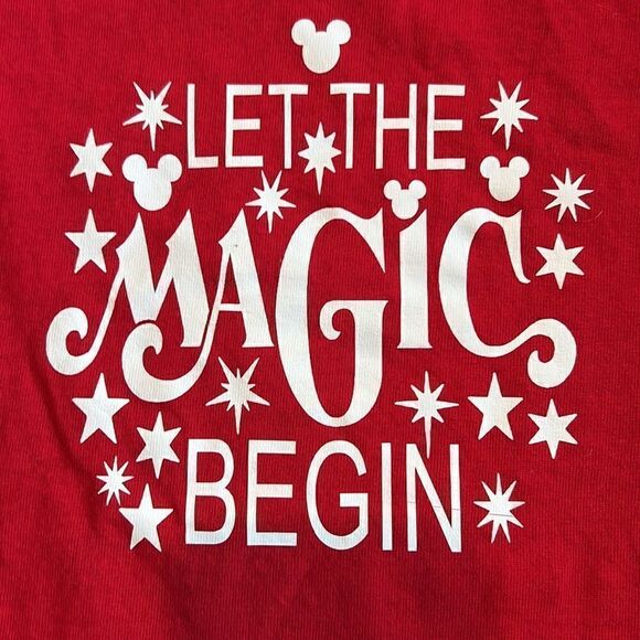 Gildan Youth Small Disney Mickey Let the Magic Begin Red & White T-Shirt - Picture 2 of 6